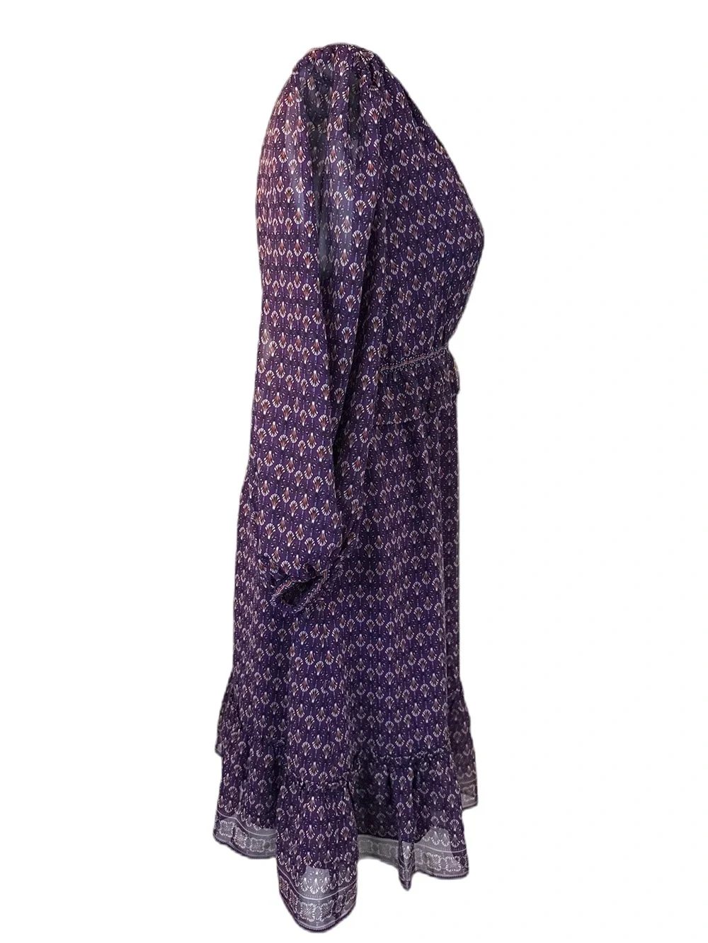 NWOT Max Studio Purple Floral Fan Balloon Sleeve A-Line Dress MED never worn - Picture 7 of 16